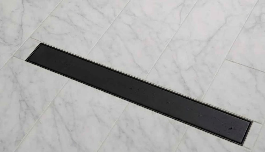 Desagüe de ducha al medio lineal - Acabado en negro mate